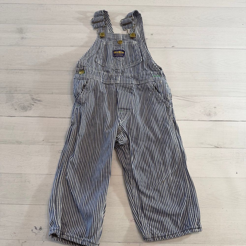 OshKosh B'Gosh vintage railroad stripe‎ toddler overalls